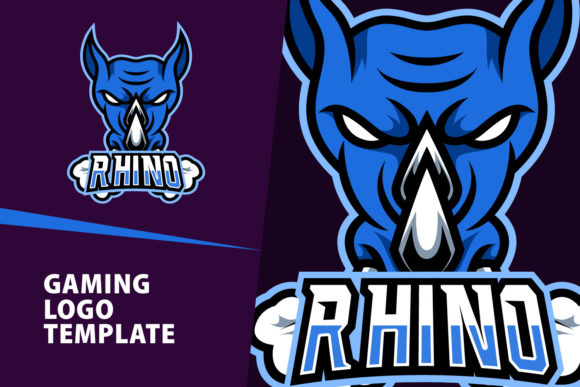 Angry Rhino Mascot Gaming Logo Design