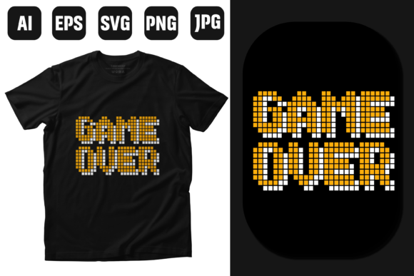 Gaming T-Shirt Design with Classic Game Over Style